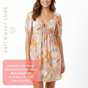 XS Saltwater Luxe Floral Smocked Mini Dress